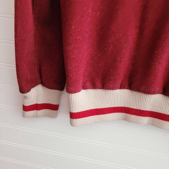 Roots Womens Quarter Zip Sweatshirt Medium Red Speckled Embroidered Logo Cuffs - Picture 4 of 12